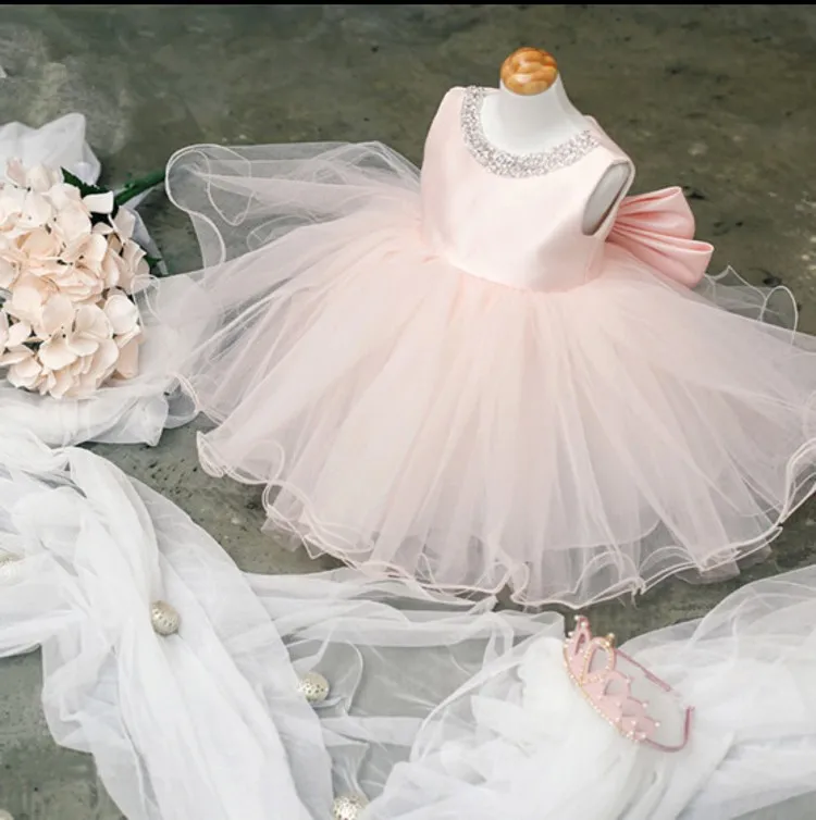 Surferfish/Розничная и, нарядное платье принцессы для маленьких девочек с большим бантом, корсаж в стиле «пузырь», свадебное платье на День святого Валентина - Цвет: 80