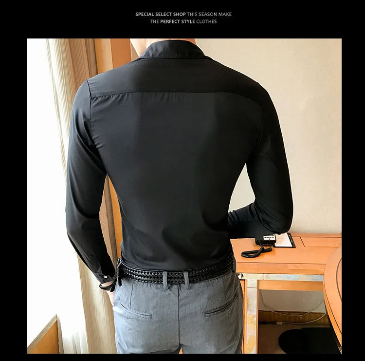 Вечерние мужские рубашки Camisa Social Masculina приталенные рубашки мужские оверсайз черные белые синие большие печатные Клубные мужские рубашки