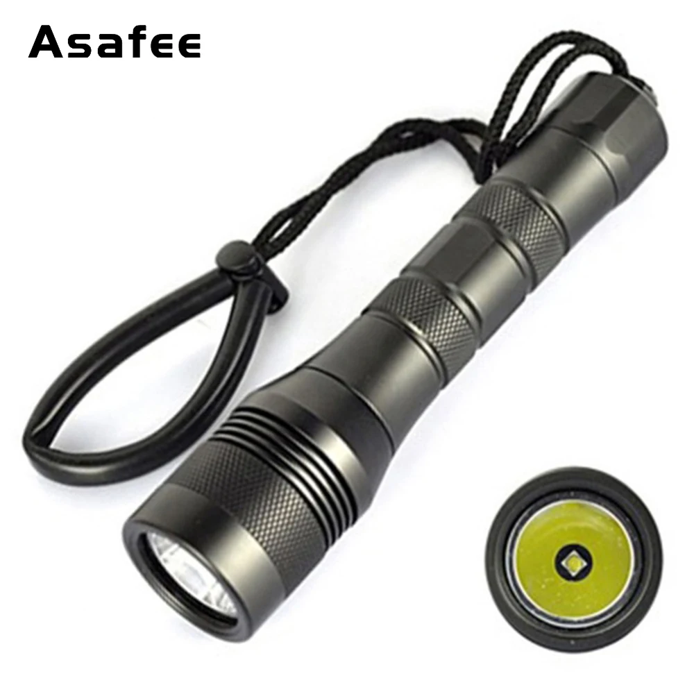 Asafee DIV01 LED Scuba Diving Flashlight XM L2 Underwater Dive Torch