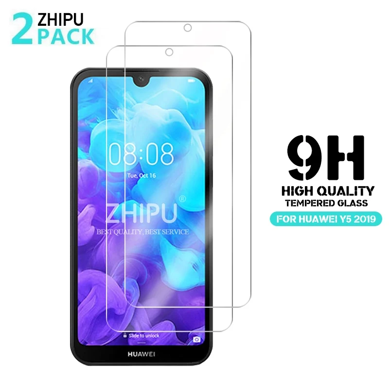 

2 Pcs Tempered Glass For Huawei Y5 2019 Glass Screen Protector 2.5D 9H Premium Tempered Glass For Huawei Y5 2019 Protective Film