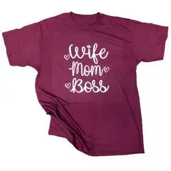 Удобные с короткими рукавами Топ повседневное Праздник открытый жена мама босс свободные женские футболки S-XL