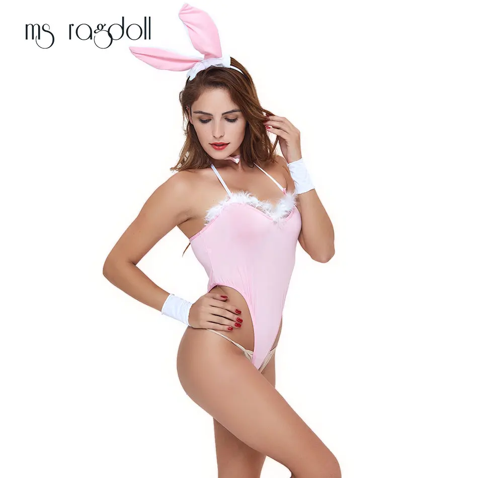 2019 Bunny Girl Cosplay New V-Neck Set Tempt Dress Women Clothing Rabbit Ears Costume Nightwear Uniform Sexy Erotic Lingerie