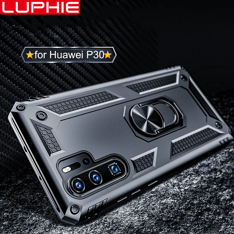 

Magnetic Car Mount for Huawei P30 P30 Pro P30 Lite Case Shockproof Armor Case Finger Ring Holder Kickstand Back Cover