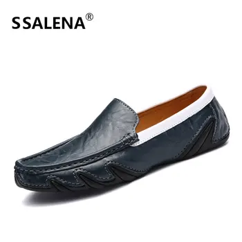

Men Patchwork Leather Casual Shoes Male Trendy Slip On Flats Shoes Loafers Men Comfortable Anti-Slip Soft Shoes AA52099