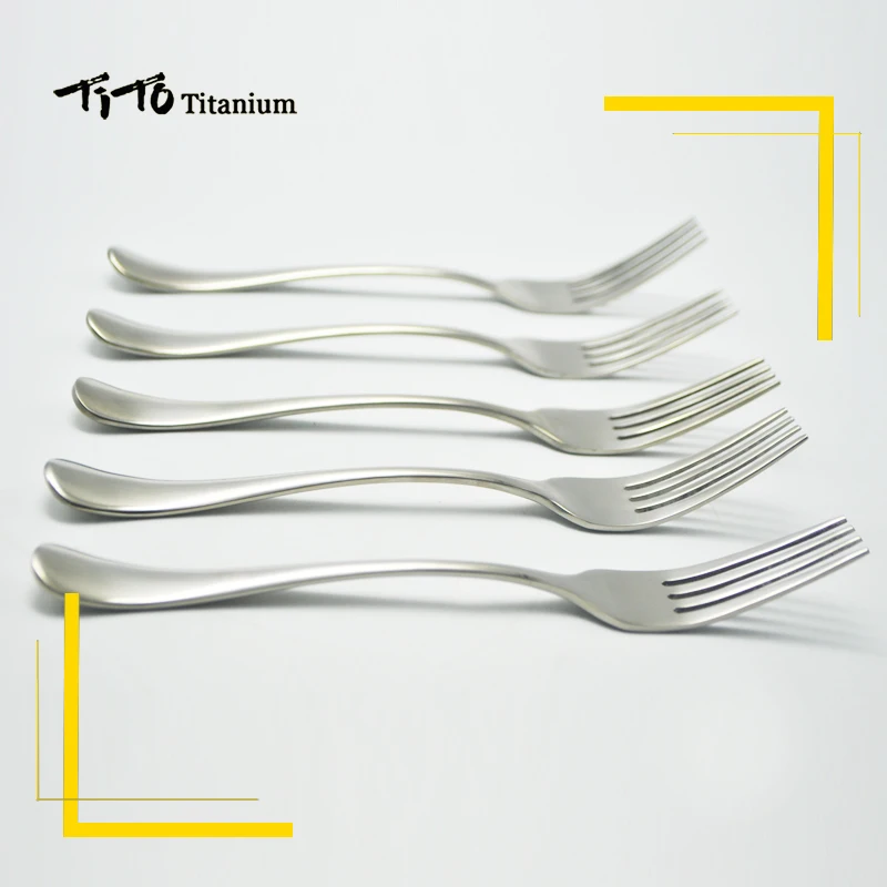 TiTo titanio pulido cuchara vajilla titanio tenedor ultraligero puro titanio Spork cubertería Camping cocina cuchara de titanio
