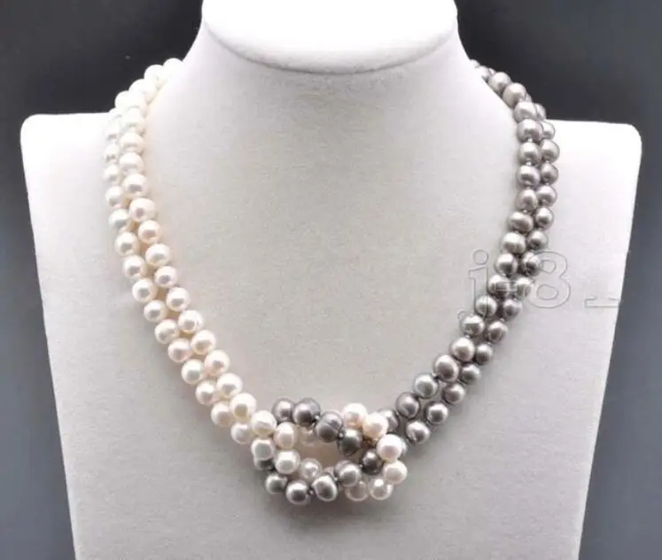 

7-8MM NATURAL SOUTH SEA WHITE GRAY PEARL NECKLACE 18 INCH