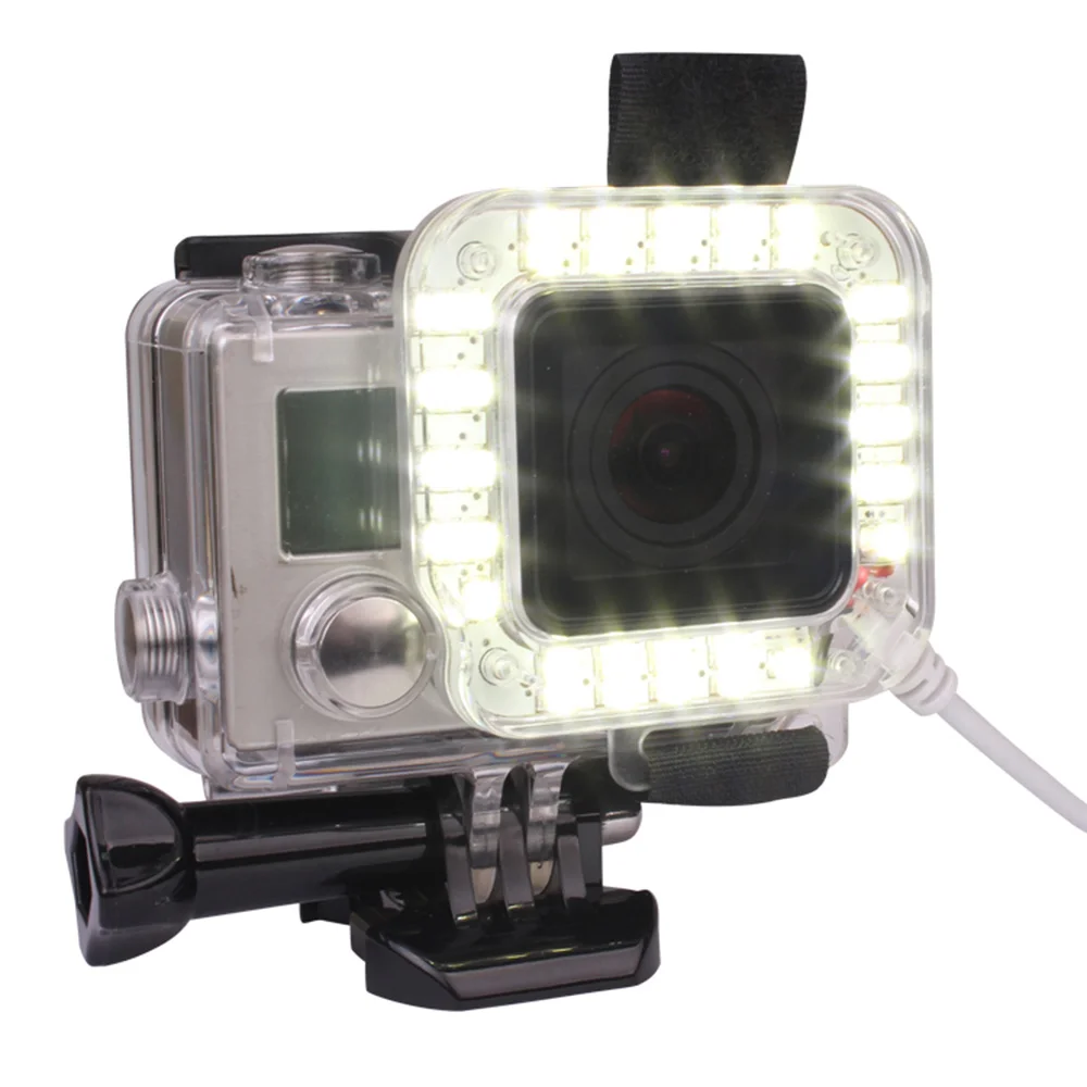 

Andoer USB 20 LED Action Camera Lens Ring Shooting Nightshot Flash Fill Light Lamp for GoPro Hero 4 3+ 3 Waterproof Housing Case