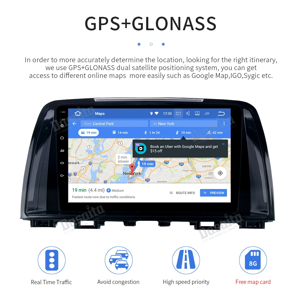 Excellent 9" IPS Android 9.0 Car Radio For Mazda 6 Atenza 2013 2014 2015 Multimedia player built-in DSP stereo with 8-Core 4Gb+32Gb GPS 15