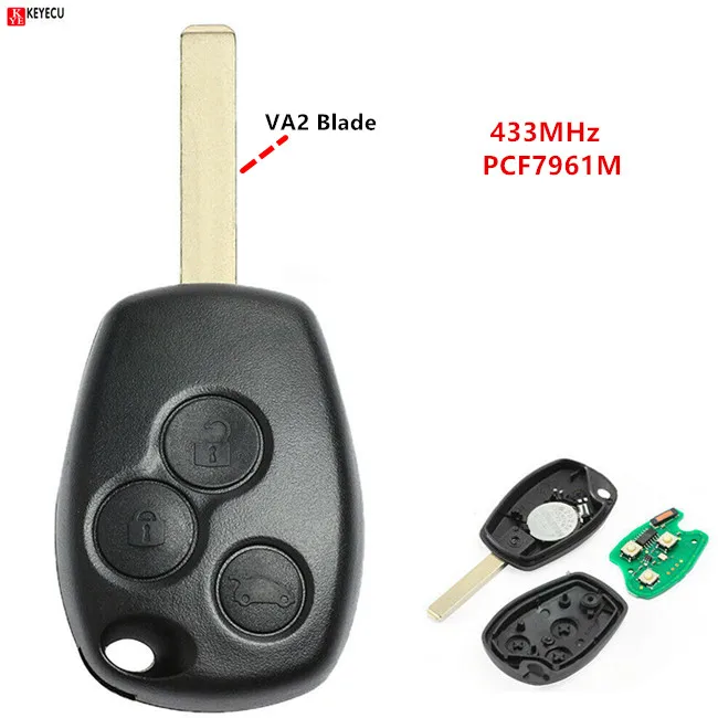 

Keyecu 3 Button Car Remote Key Fob 433MHz PCF7961M Chip for Renault Trafic Vauxhall Vivaro 2014 2015 2016 2017