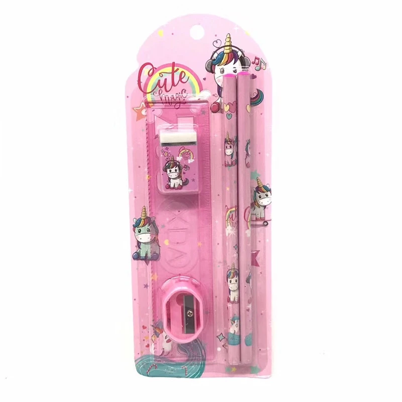 

2 Pcs/SET Children Christmas School Supplies Gift Box Santa Pencil Ruler Combination Suit Creative Christmas Stationery Suit