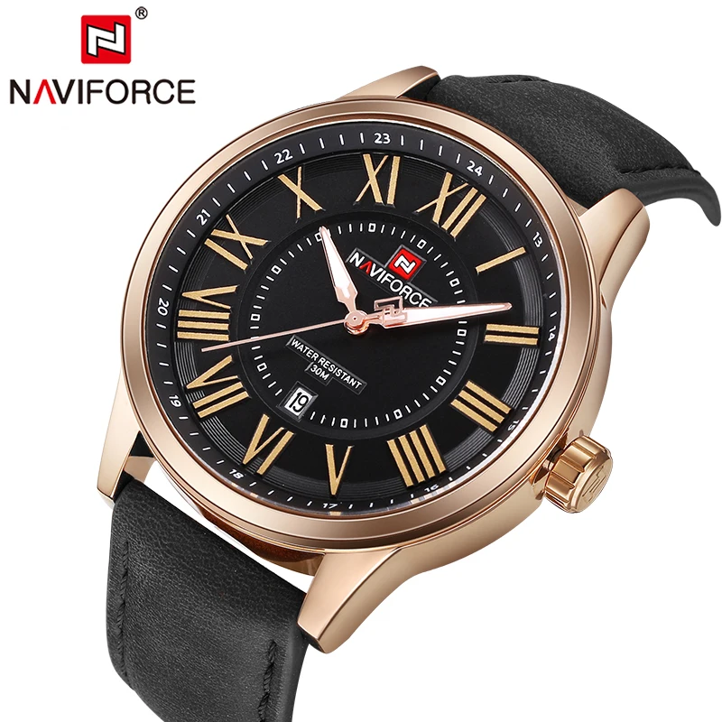 NAVIFORCE 2019 оригинальные Брендовые мужские кварцевые часы с римскими цифрами из