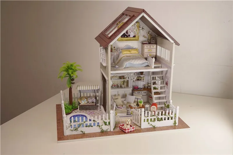 DIY Paris Apartment Doll House 3D Wooden Miniature Dollhouse Kit Toys Assembling Handmade Bedroom Room For Birthday Gift