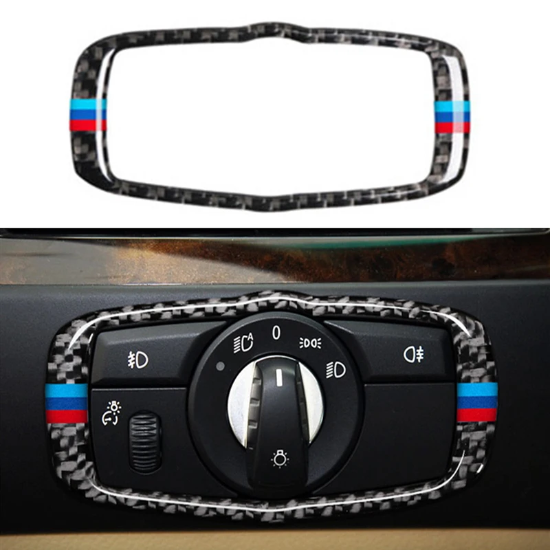 Trendyest Fibre de Carbone Phare commutateur Button Coque Garniture pour BMW S/érie 5/ E60/ E70/ X5