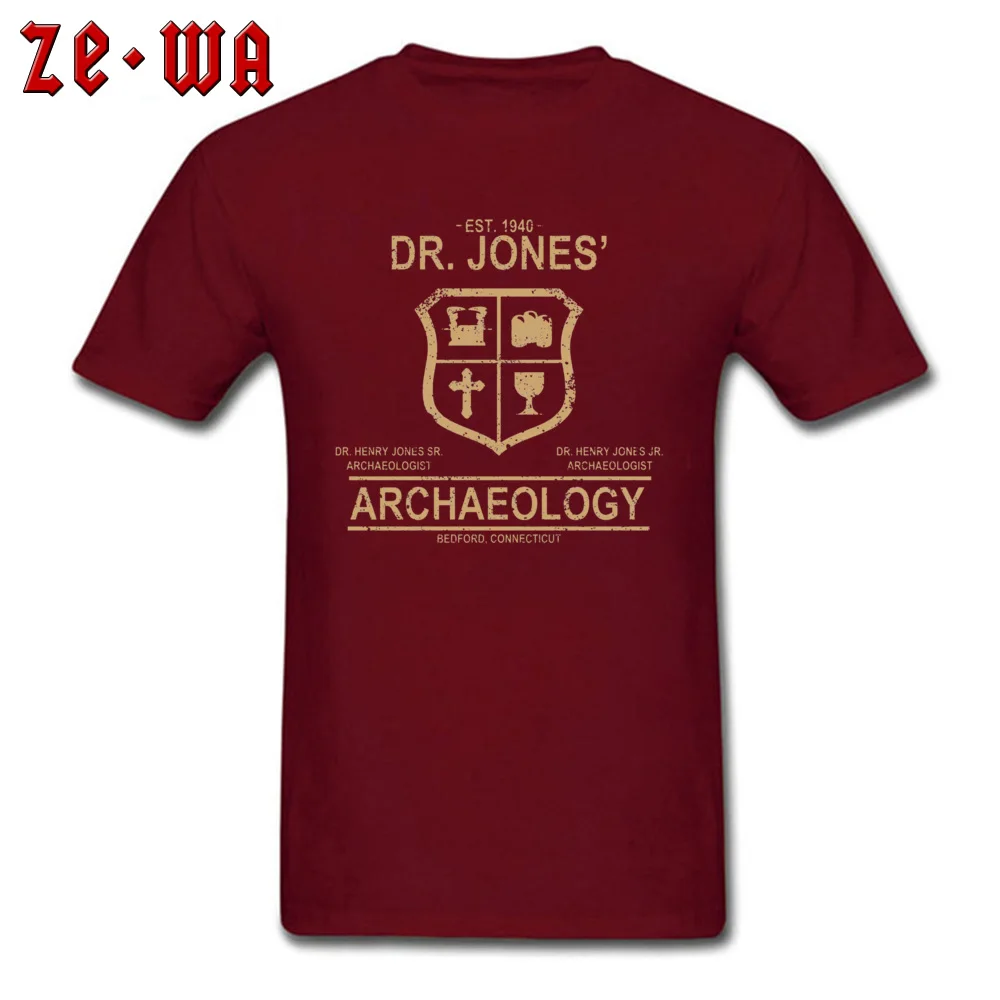 Round Neck Dr. Jones Archaeology 7324 Cotton Fabric Men`s T-Shirt Design Short Sleeve T Shirt Hot Sale Street Tops Shirt Dr. Jones Archaeology 7324 maroon