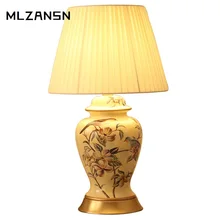 Керамика настольная лампа Ретро Медь Керамика настольная лампа Американский сельский пастырской прикроватная тумбочка для спальни исследование гостиная лампы