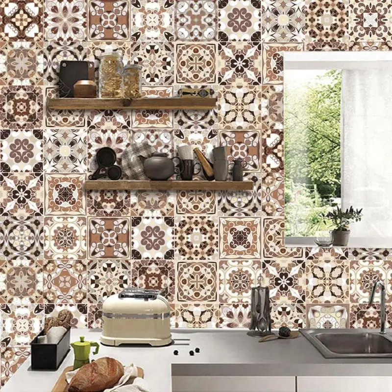 100x20cm Vintage European Style Wall Stickers Self-adhesive PVC Waterproof Tile Stickers For Bathroom Kitchen Wall Sticker 100x20cm Vintage European Style Wall Stickers Self-adhesive PVC Waterproof Tile Stickers For Bathroom Kitchen Wall Sticker