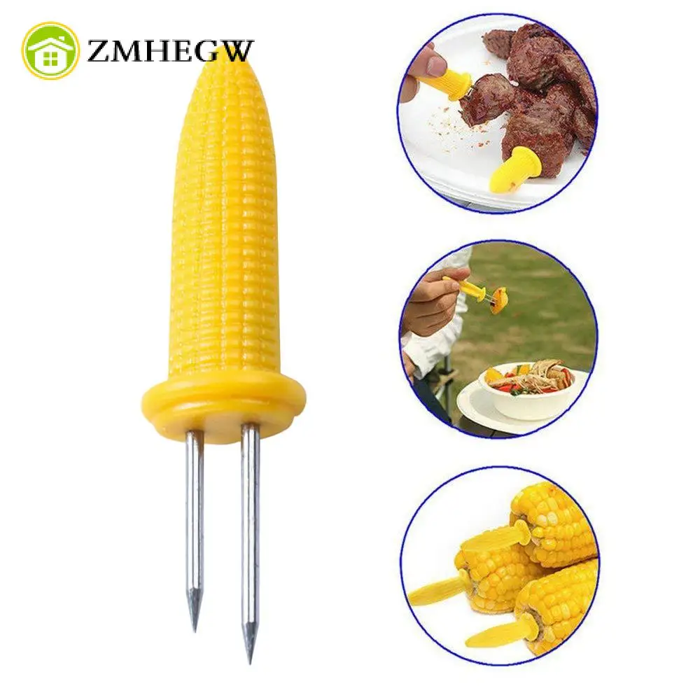 

10/12PCS BBQ Prongs Skewers Forks Kitchen Party Creative barbecue fork Corn On The Cob Holders Stainless Steel Corn Tools