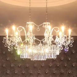 12-arm Свадебные украшения crystal led освещение прямоугольная хрустальная люстра для столовой отеля современный большой светодиодный Блеск