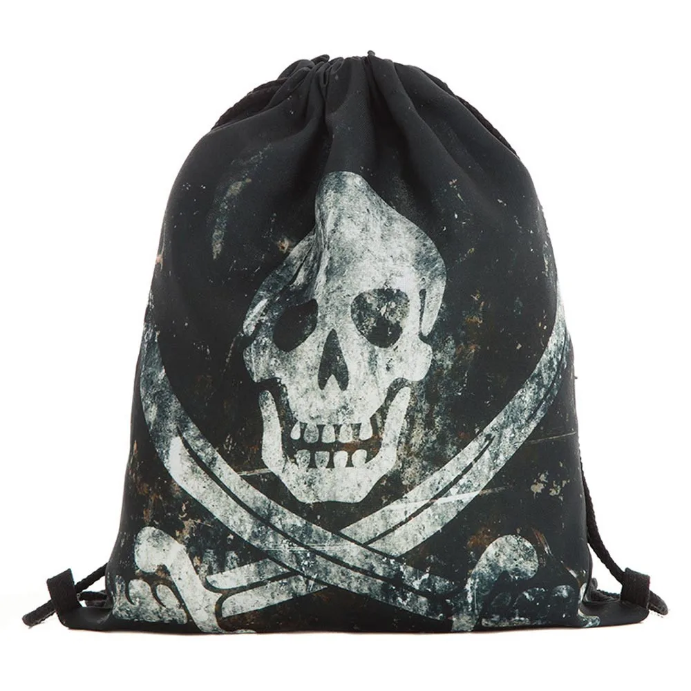 

ISHOWTIENDA Unisex Drawstring Bag Halloween Skull Backpacks 3D Printing Bags Drawstring Pouch Draw String Bags #WL