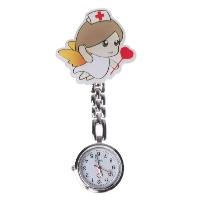 

Cartoon Angel Nurses Doctor Pocket Watch Hang Clip Portable Alloy Acrylic Medical 3D Cute Quartz Newly Nurse Watch