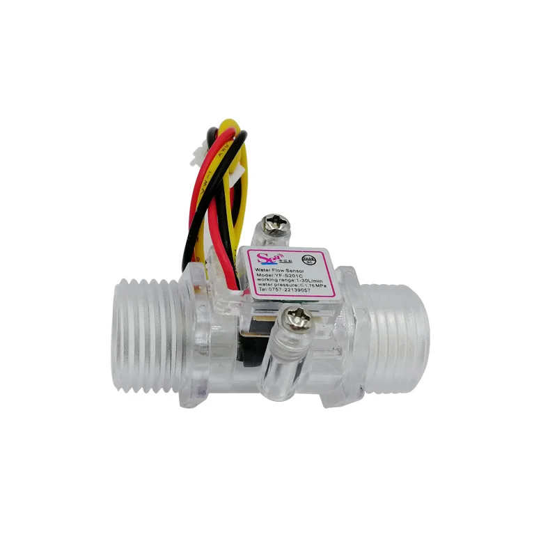 Black /Transparenc Water Flow Sensor Switch G1/2" Hall Effect Meter Control DC 5-15V