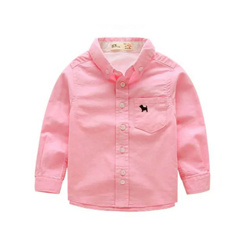 JXYSY/Детские рубашки для мальчиков хлопковые однотонные Детские рубашки, одежда для От 2 до 11 лет Детская блуза для мальчика, рубашки для маленьких мальчиков детская одежда - Цвет: Dog Pink