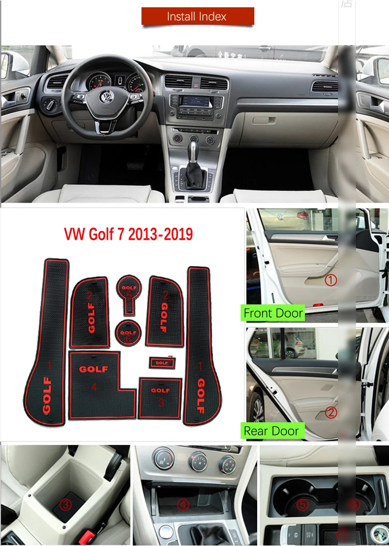 Anti-Slip Gate Slot Mat Rubber Coaster for VW Golf 7 MK7 2013 2014 2015 2016 2017 2018 2019 Volkswagen Accessories Car Stickers Anti-Slip Gate Slot Mat Rubber Coaster for VW Golf 7 MK7 2013 2014 2015 2016 2017 2018 2019 Volkswagen Accessories Car Stickers