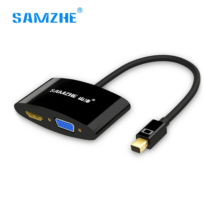 Samzhe 2 в 1 Mini DP DisplayPort to HDMI VGA кабель адаптер для Apple MacBook Air Pro mini iMac Mac совместим с