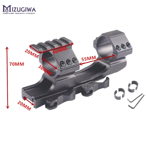 Rifle de Montagem Tático Resistente Liberação Rápida Cantilever Escopo Ferroviário Montagem Anel 20mm Tecelão Tri-trilho 30 – 25. 4mm Caça 1pc