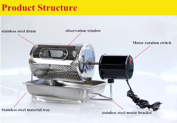 Torrefadora de Grão de Café Grão de Café Máquina de Cozimento para Venda Torrador de Café Mini Doméstico Elétrico Pequeno - Drum Uso 2 Mini uso doméstico elétrico torrefadora de grão