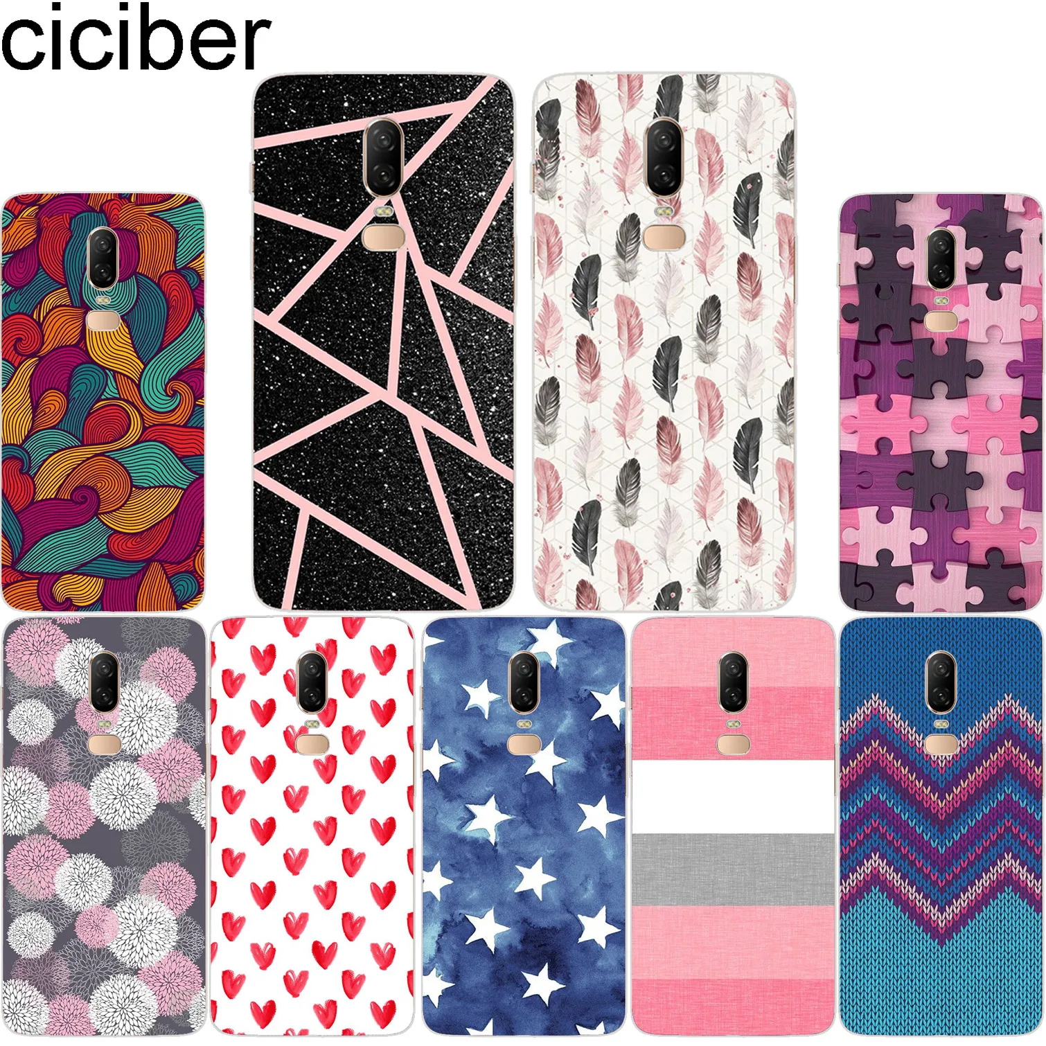 

ciciber For Oneplus 6 6T 5 5T Soft Silicone For 1+ 6 1+5 T Phone Cases Cover Clear TPU Fundas Capa Color Art Background Pattern
