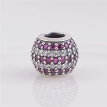 Подходит для Pandora Талисманы Браслеты проложить мяч Бусины с красным и Ясно Цирконий 925 sterling Серебряные ювелирные изделия