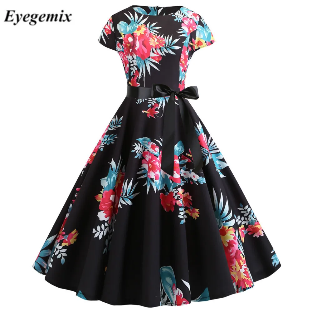 Винтажное летнее платье с принтом музыкальных нот, облегающее повседневное вечернее платье с коротким рукавом для выпускного вечера, женское вечернее платье vestidos - Цвет: JY13742