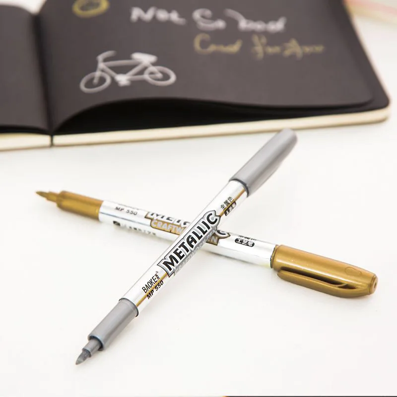 Creative stationery Metal color craft pen golden and silver paint pen 1.5mm Crayons oil pastels colored crayons