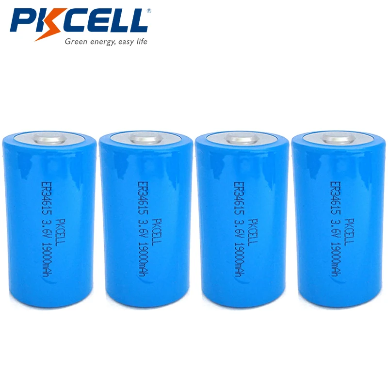 

4pcs PKCELL ER34615 LS34615 D Size 3.6V Volt 19000mAh Li-SOCL2 Batterie Cell