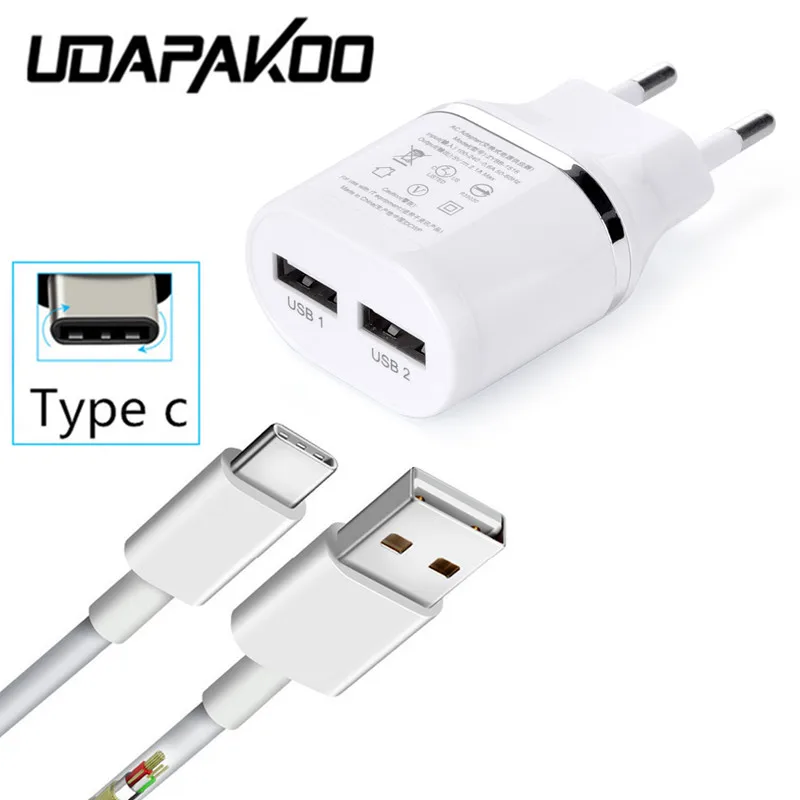 

2 USB port charger Adapter + 1M USB Type c usb Cable For Xiaomi mi a1 5s 6 Mi8 SE Sony Xperia XA1 XZ3 L1 lg g5 g6 htc u11 10 EVO