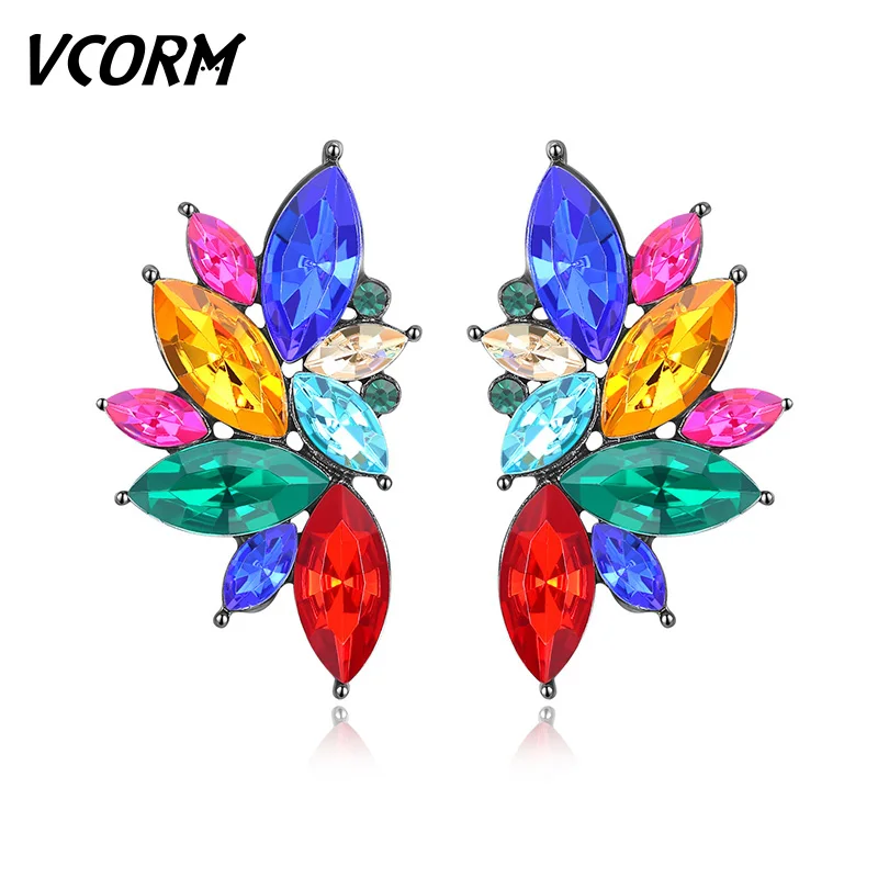 

VCORM New Cute Color Crystal Drop Earrings for Women Female Fashion Luxury Party Women Water Drop Earring 2019 Jewelry