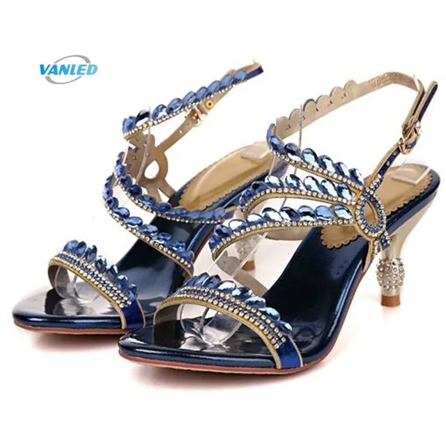 Hot 2018 Summer New Sexy Shoes Woman Sandals Rhinestone Fashion Sandals with Fine Heel Shoe Genuine Leather Women Shoes Sandals