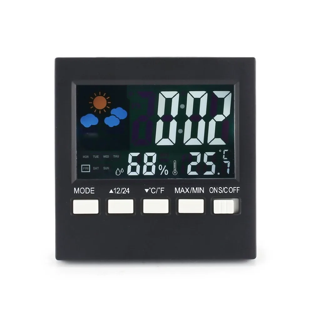 

Multifunctional Color Screen Calendar Weather Station Clock Humidity Thermometer Forecast Temperature Tester for Baby Room