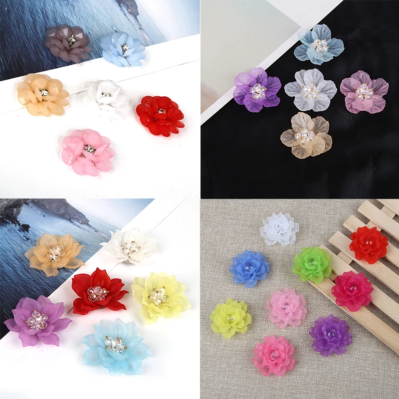 

New 1pcs/bag Fashion Multicolor Handmade Acrylic Flowers Design Charms Pendant for DIY Hair Accessories Jewelry Findings Making