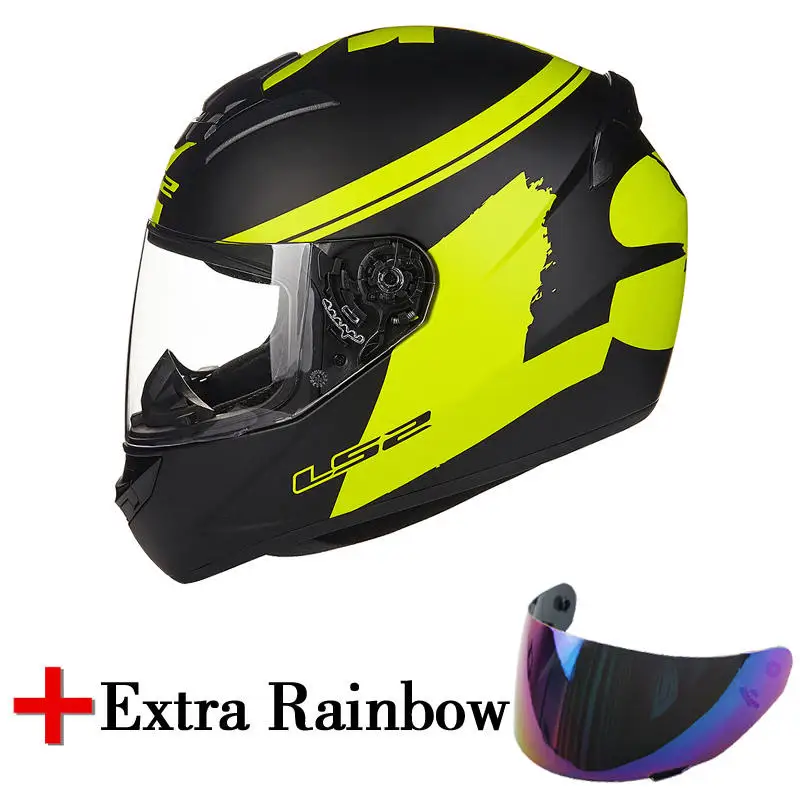 LS2 FF352 moto rcycle шлем модный анфас Мото шлем с дополнительной радужной линзой Высокое качество LS2 Шлемы - Цвет: 15 and color lens