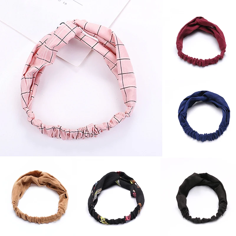 

2019 Lady Headdress Plaid Bow Headband Turban Elastic Headwear Head Wrap Women Hair Accessories for Women Striped Hair Bands
