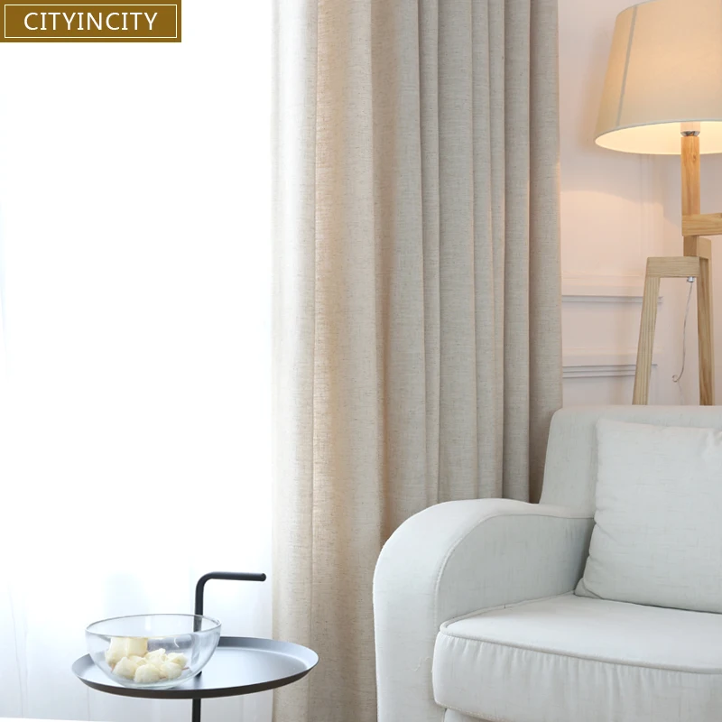 

CITY IN CITY Elegant Modern curtain For Living Room drape Solid Faux Linen Fabric thick Curtains for Bedroom Window Rideaux