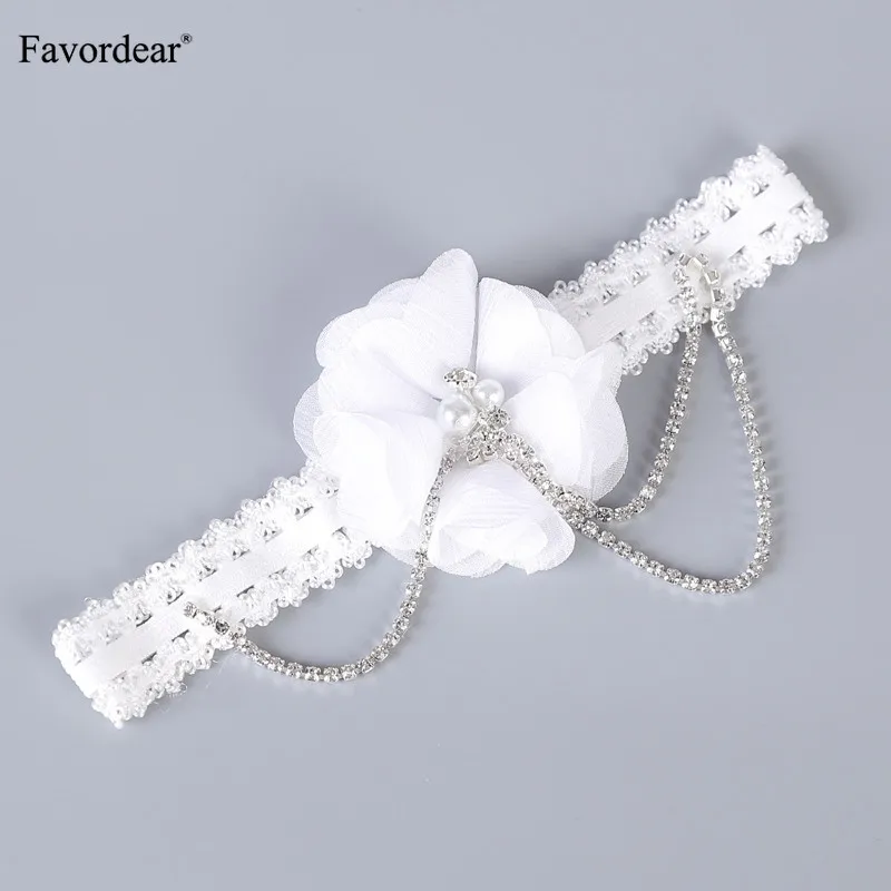 Favordear белая эластичная повязка цветок жемчуг Свадебная подвязка 2 шт. бисер модная свадебная подвязка набор для женщин/невесты