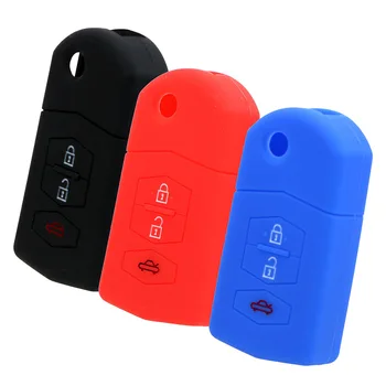 

Car Key Cover Interior Accessories Car Silicone Rubber Key Case Key Bag Car Styling 3 Button for Mazda Angkeira Protector Cover