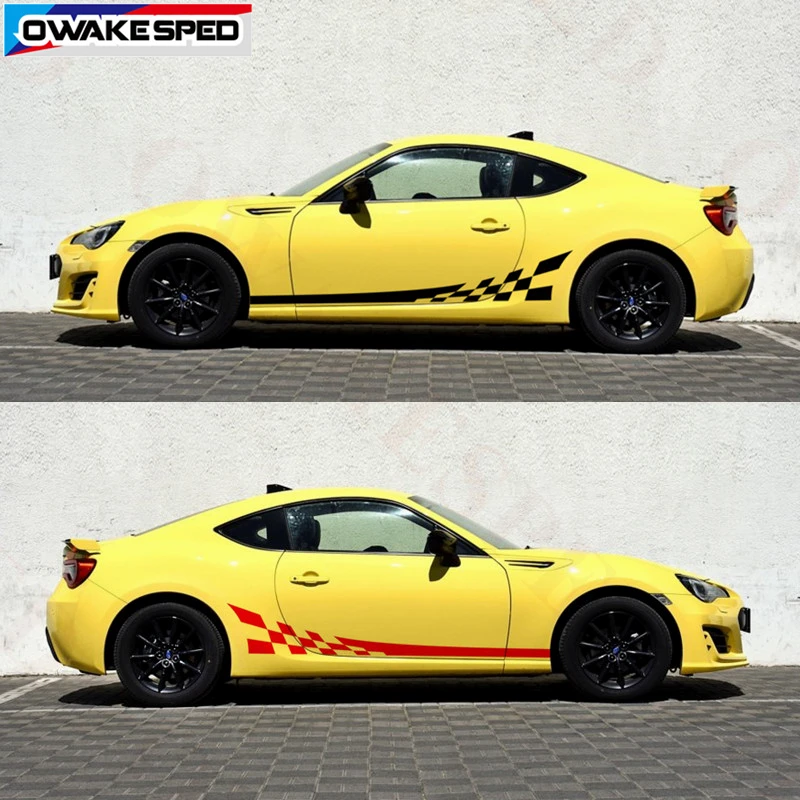

Racing Flag Stripes Car Door Side Skirt Sticker For Subaru BRZ Coupe AT MT STI Auto Body Accessories Waterproof Vinyl Decals