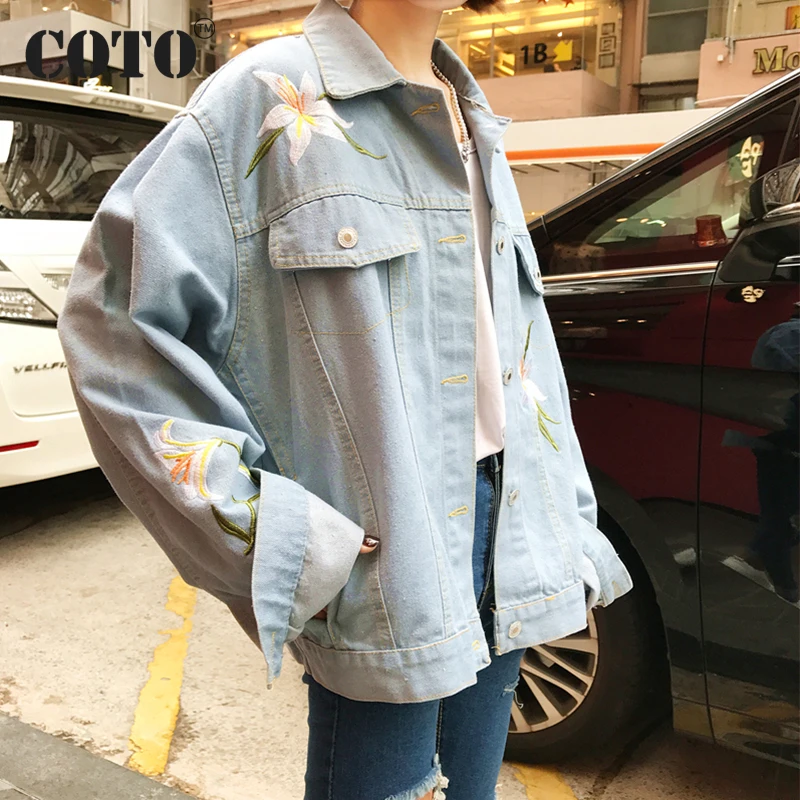 New Fashion Autumn Spring basic jackets for women Flower embroidery jacket coat Female jeans jackets Blue Denim jacket for girls New Fashion Autumn Spring basic jackets for women Flower embroidery jacket coat Female jeans jackets Blue Denim jacket for girls