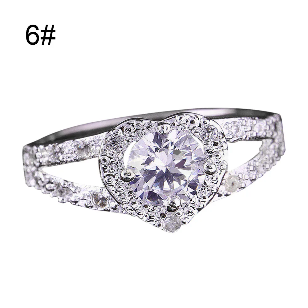 

#5001Fashion heart-shaped ring zircon ring Heart Shaped Love Wedding Ring ring anillos New Arrival Freeshipping Hot Sales