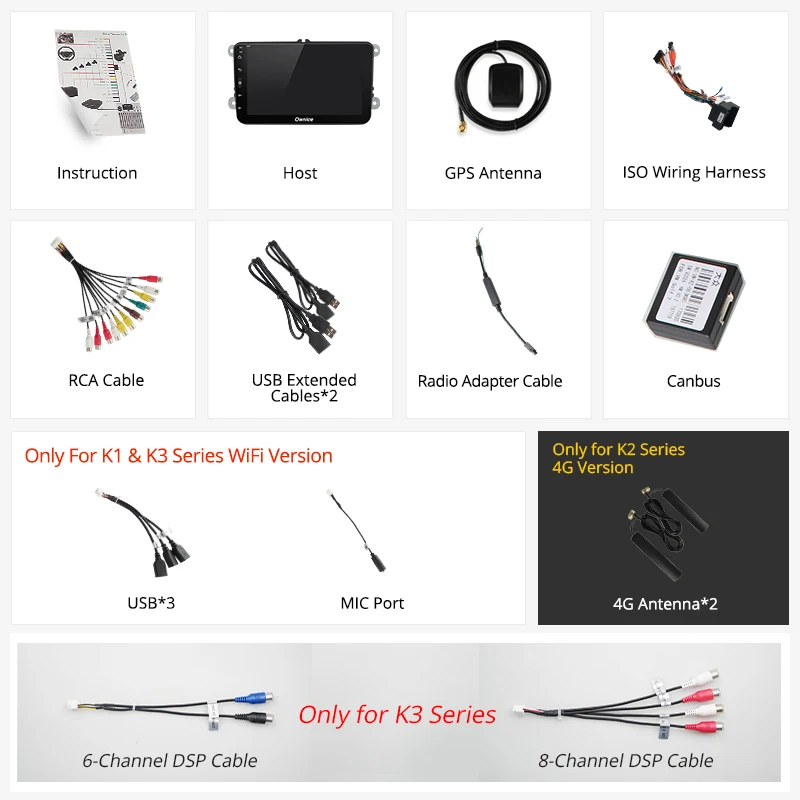 Discount Ownice 2 Din K1 K2 Android 9.0 Octa Core Car DVD Player For Volkswagen Passat POLO GOLF Skoda Seat 4G LTE Nerwork 32GB ROM 5