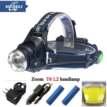 Zoom XM-L2 headlamp cree xml t6 Headlights 4 mode LED Head flashlight Lantern torch18650 led head light